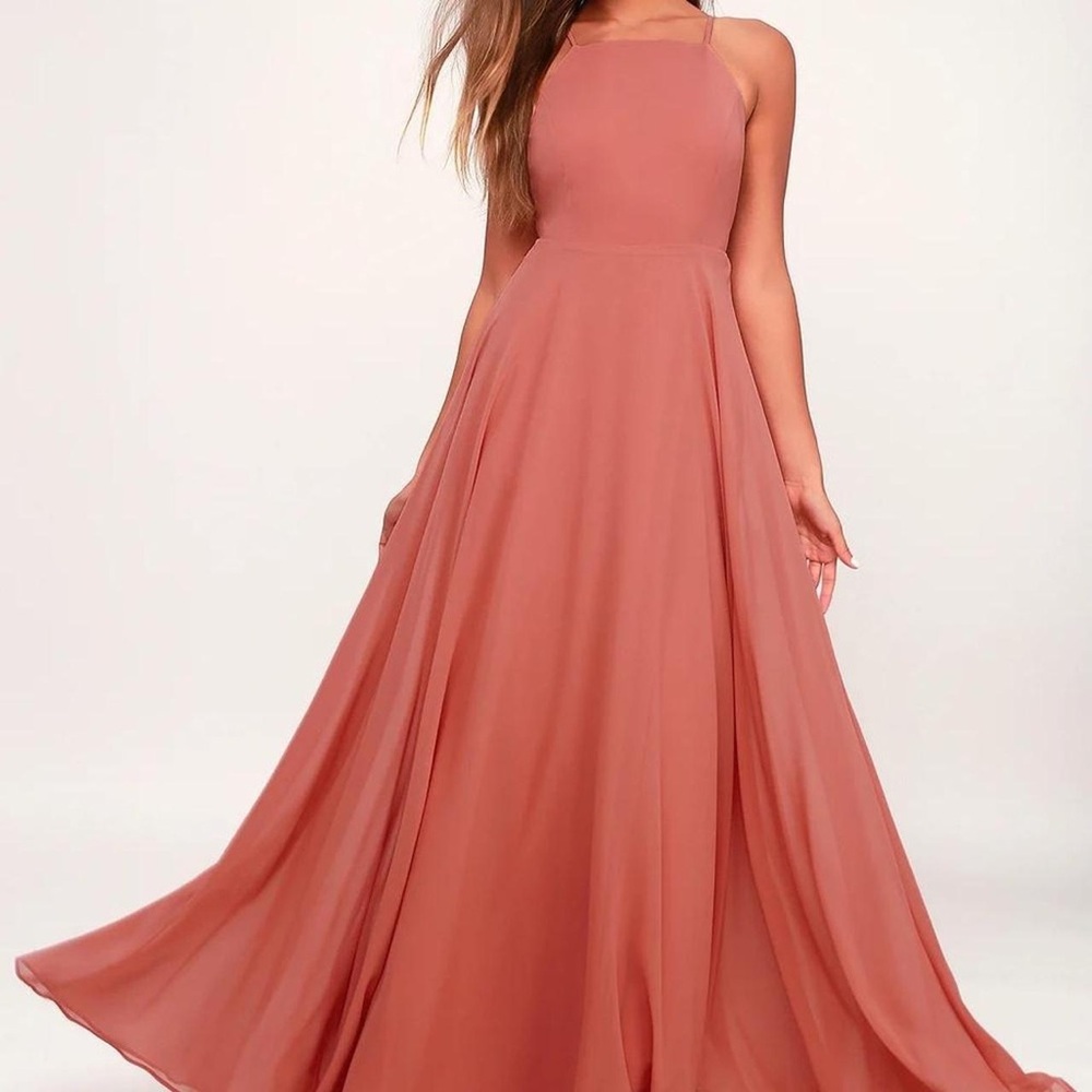 Halter Maxi Dress in Dusty Rose - Size XS - Like New Worn Once!